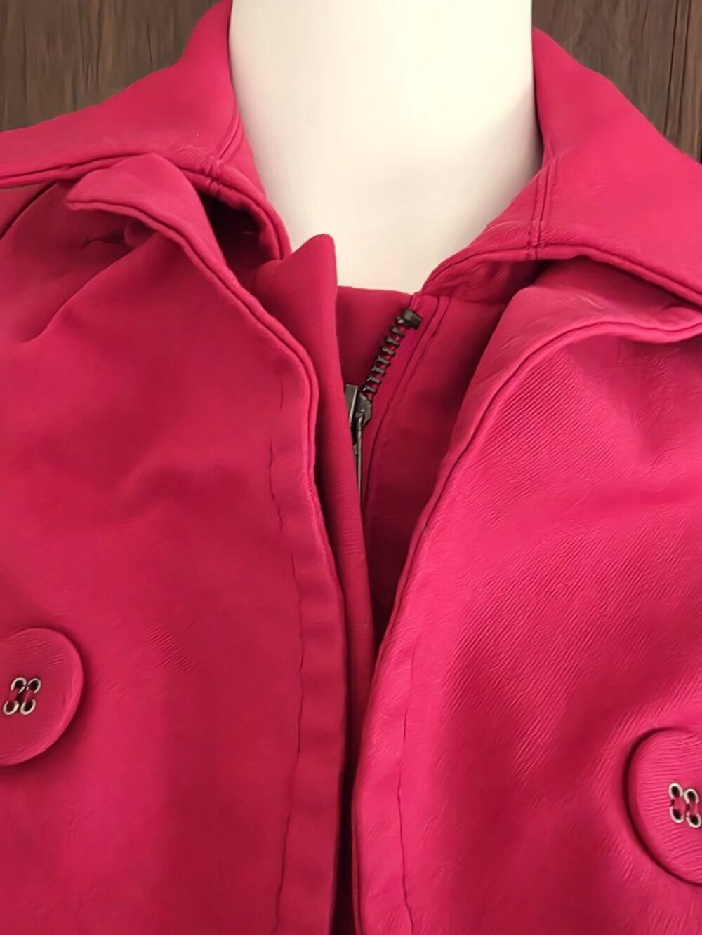 INC International Concepts Size S Red Jacket Coat Ruffled Front VG Condition - Picture 5 of 14